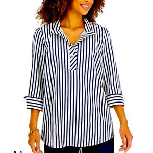 Charter Club Woven 3/4 Sleeve Top